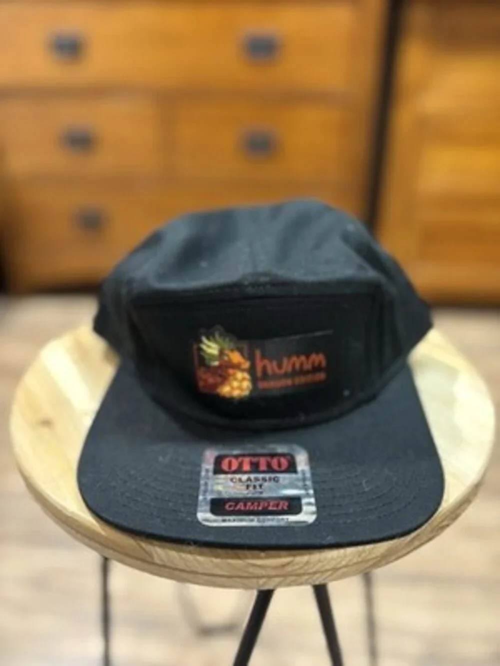 Otto Black Camper 5-Panel Cap Adjustable Solid Unisex Adults One Size